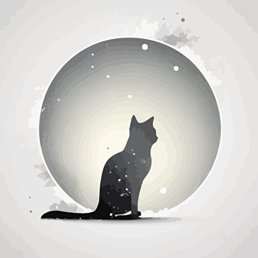A gray cat in snow minimal logo design, vector art, abstract