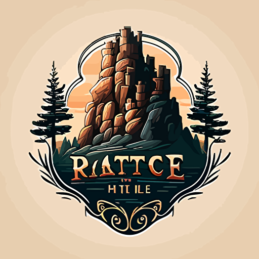 a simple logo, vector, pineto castle rock, inline