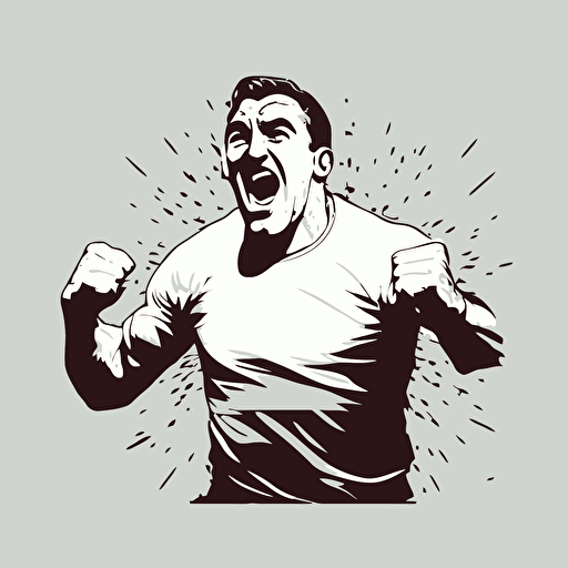 vector of a man celebrating with exaggerated expressions. Transparent background, comercial grade.