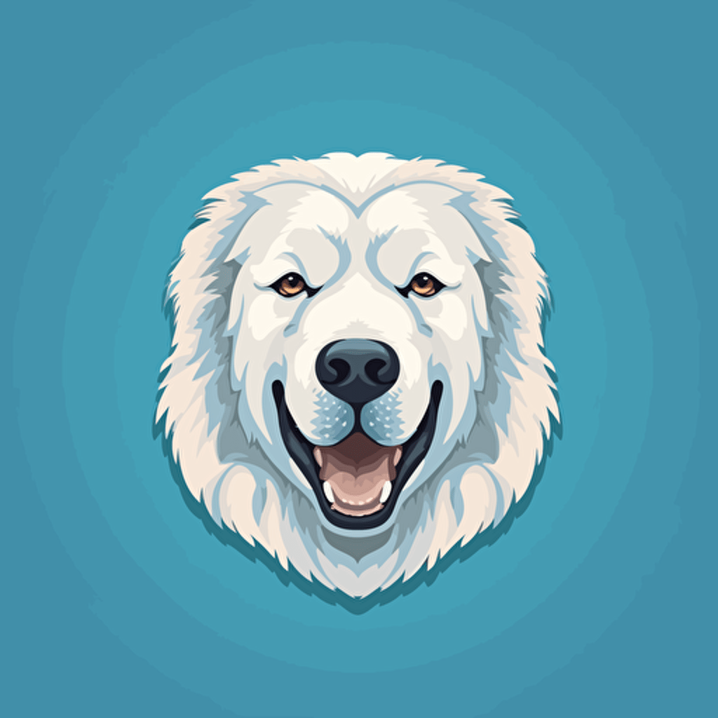 A vector logo of a great pyrenees, very simple, memorable, sincere, honest, wholesome, down-to-earth