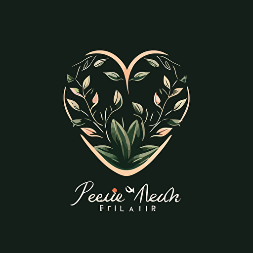 flat vector logo minimalistic heart leaves nature nail salon spa dear mother