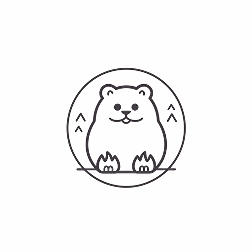 Chubby Chewbacca, illustration, looking at the camera, minimal, outline strokes only, black and white, logo, vector, minimalistic, white background