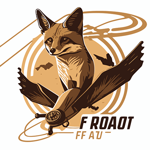 A desert fox riding an aerial drone, logo, vector art