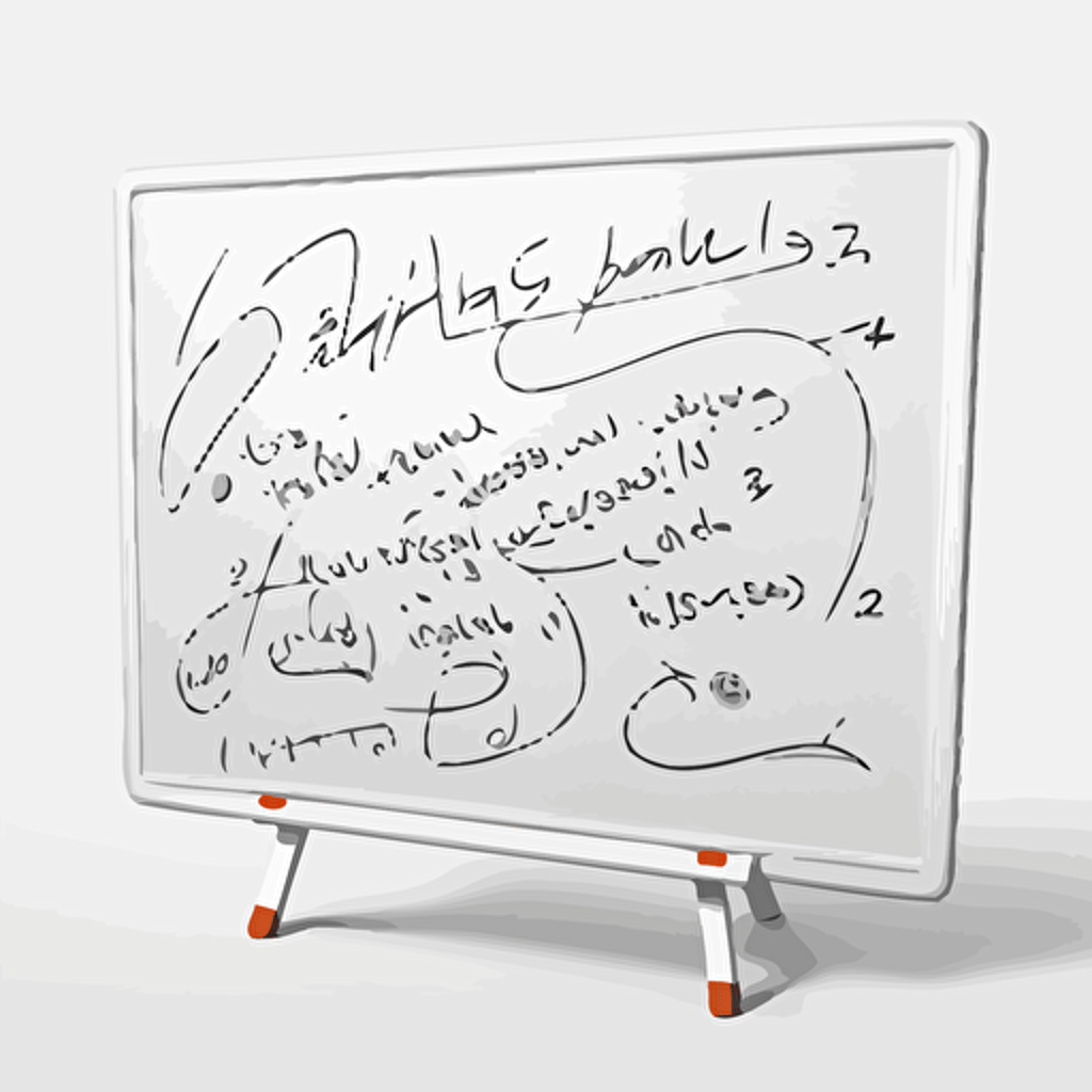 A whiteboard writing cursive on a whiteboard, vector image, transparent background