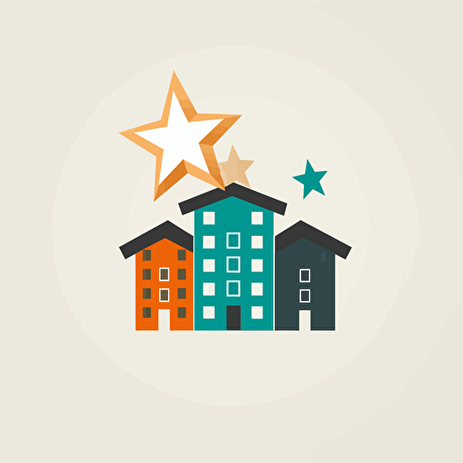 create real estate logo using buildings and a star, minimal, modern, simple, clean, vector