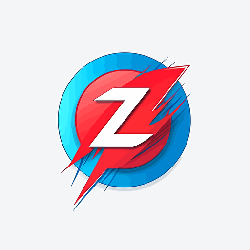 Futuristic Logo, Simple Logo, Super simple Logo, Vector Logo. C letter and Z letter combined logo, Blue color, white color, red color