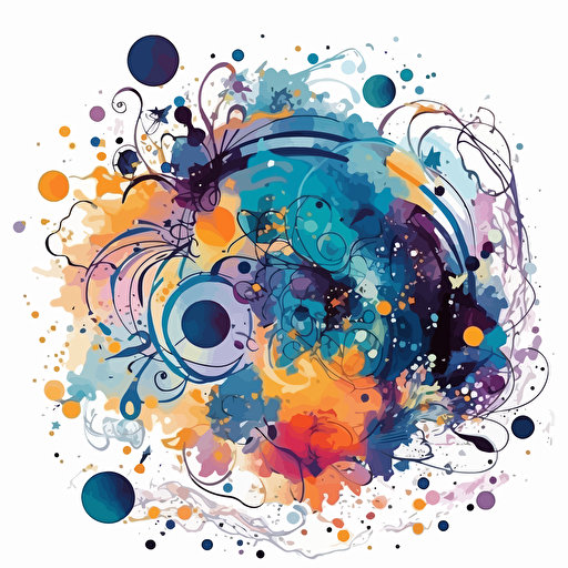 galaxy, stars, randomly distributed whimsical vector digital painting, white background