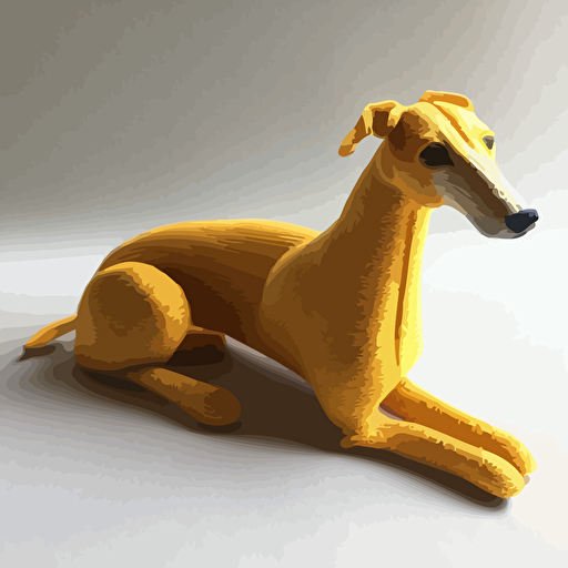 Create a detailed image of Neka, a beautiful and graceful yellow greyhound. Her fur is a soft, golden hue that glistens in the sunlight. Neka's long, slender body is accentuated by her elegant, flowing tail. Her kind, almond-shaped eyes are a deep, warm brown, filled with compassion and intelligence. Neka's ears are perked up, attentive to the sounds around her, while her delicate paws are poised and ready for action. Her gentle and loving demeanor is evident in her relaxed posture and tender expression. Colorful, vibrant, 101 dalmatians cartoon style. Vector. White background