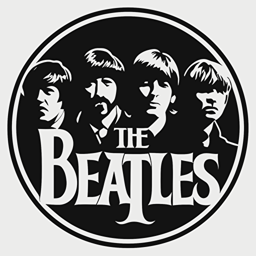 a logo, black and white, simple, vector, based on the band The Beatles