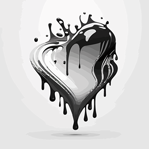 A stilized heart on a white background, vector style in back and white, liquify