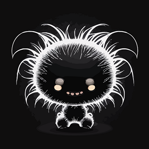 A baby fur japanese alien, happy, smiling, black background, vector art , anime style