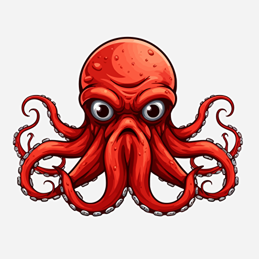 angry octopus clip art style with no background, vector image