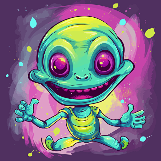 colorful vector art of a happy alien