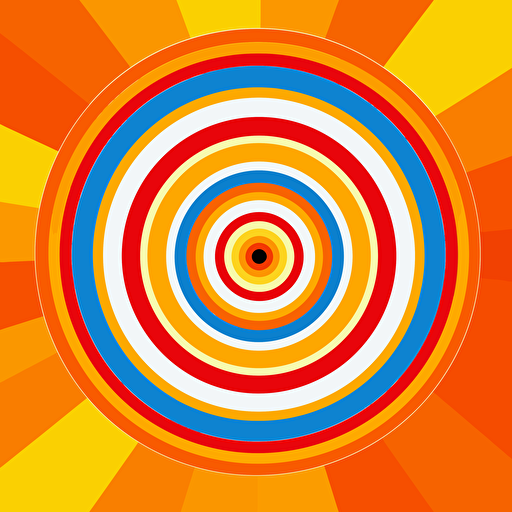 a bullseye but the colours are NERF orange and white, vector art, colourful