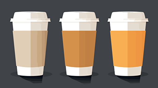 flat image paper cup with lid, vector