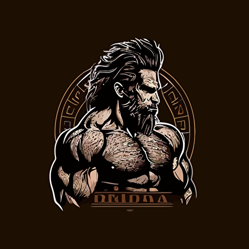 minimalistic vector logo of royal man lion intensely working out