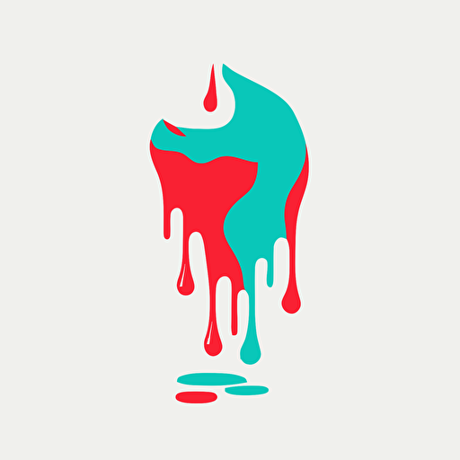 simple vector logo of a melting hand, flat design, svg, minimal, red green blue