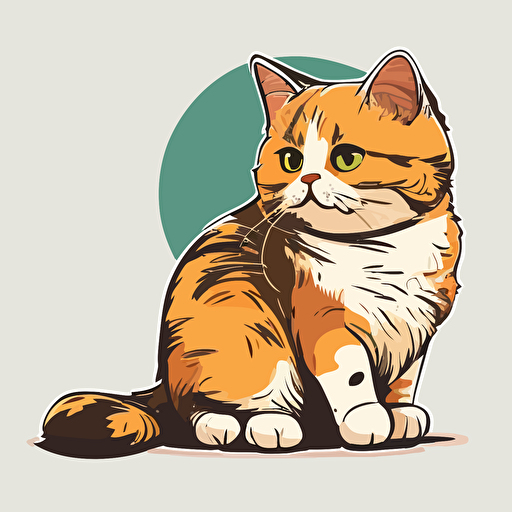 a cute cat in a vector art cartoon style, flat color no outline v5