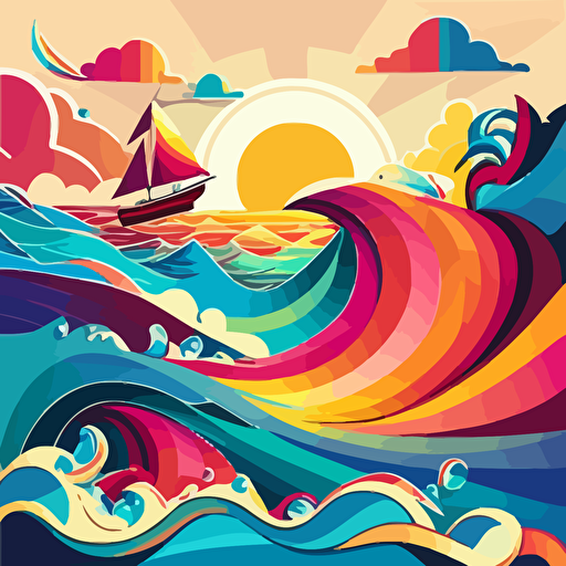 fun vector art, colorful, ocean water