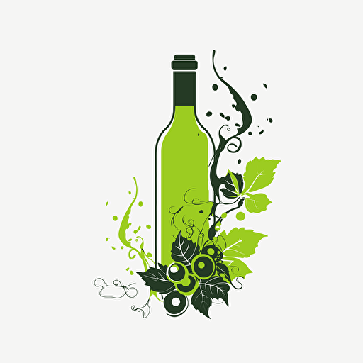 white wine, logo, simple, vector white background, modern, green