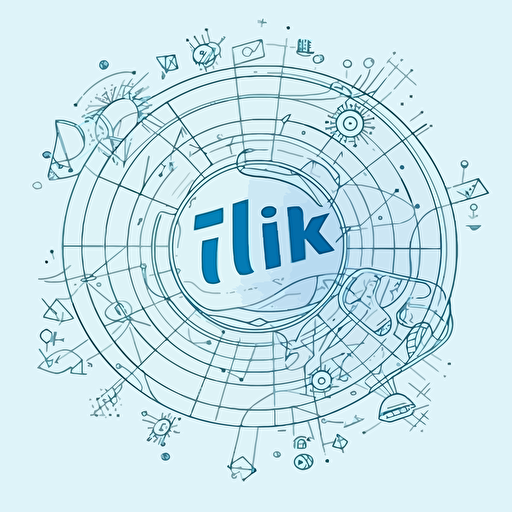 vector 3 dimensional TIkTOk logo blueprint drawing on simple white background