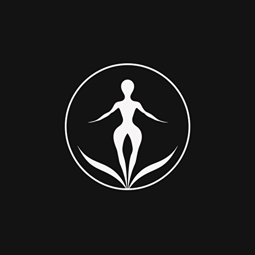minimalist iconic logo of a healthy life, white vector, on black backgroung