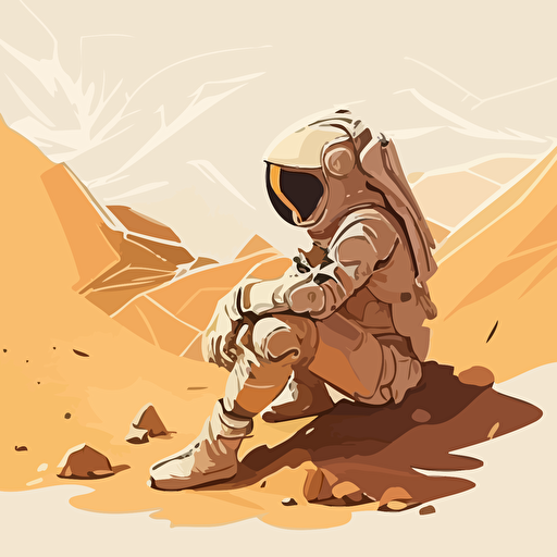 desert astronaut by glen keane, flat vector art, flat colors, comoc book style