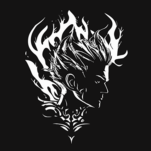 black & white vector flame avatar logo