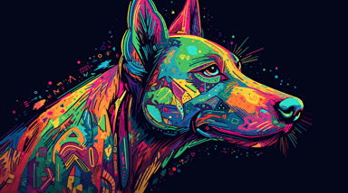 dog vectorize, Epic, creative, breathtaking, perfect, stylish, vibrant, concept art, art nouveau, anti-design, quantum spatialism, neo, 90s, maximalist, detailed, cluttered, lo-fi aesthetics style, 32k, high quality, highest resolution, unreal engine 5