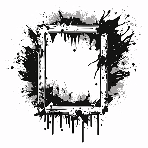 grunge frame 2d art, black and white, vector