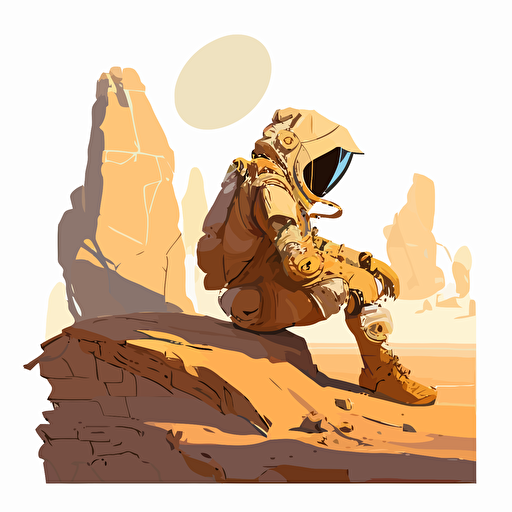 desert astronaut by glen keane, flat vector art, flat colors, comoc book style