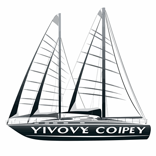 vector logo of a modern yacht, solid white background