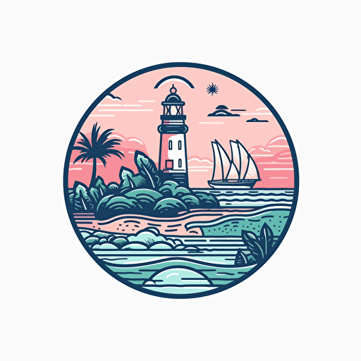 create minimalistic vector style logo for company bermies. Use color palette pink and blue. Should have no details. Sticker style. Nautical vibes. Island of Bermuda