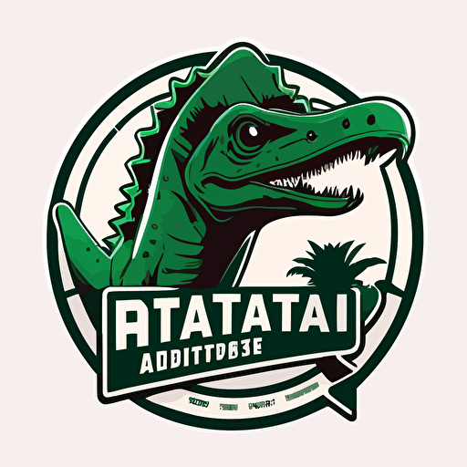 Generate a logo for a gas station using a dinosaur as the symbol. vector, simple, two-color with a white background.::