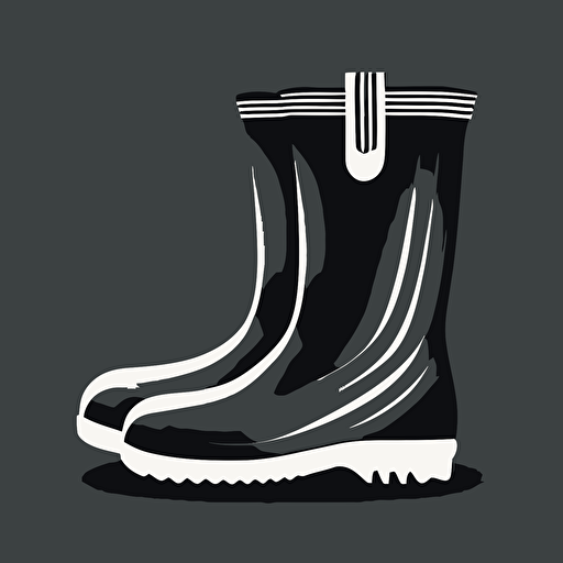 vector illustration of simple black and white gum boots