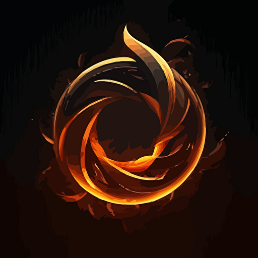craft an sleek and minimalist, logo, mobius symbol on fire, dark background, orange, vector, no shadows