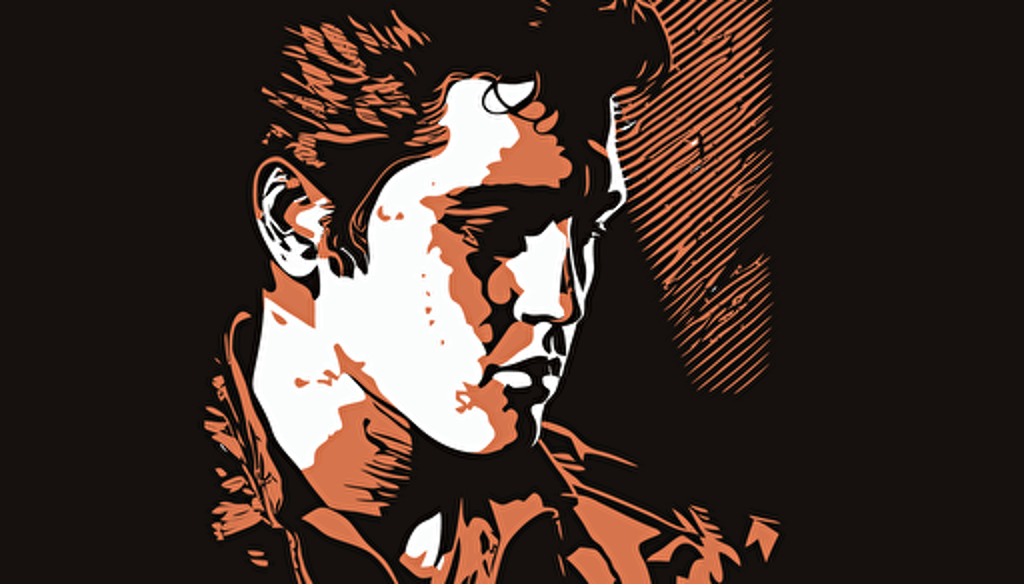 retro art style of Elvis Presley, minimalistic, vector, contour