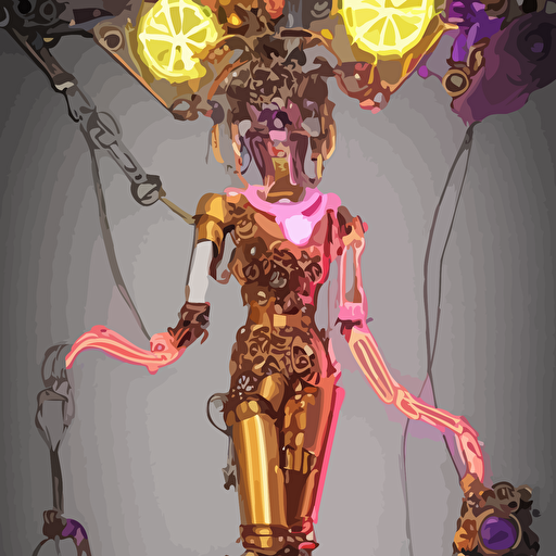 body porcelain rococo futuristic style sculpture young beautiful goddess half robot wearing retro shades red lips mechanical eyes leaking glowing neon radioactive liquid electric sparks glowing violet laser beam eyes crown giant diamonds gold chain steampunk necklace flowing purple satin luminescent fabrics mechanical roses baroque steampunk elements length view baroque element intricate artwork caravaggio trending artstation octane render cinematic lighting right hyper realism octane render 8k depth field 3d