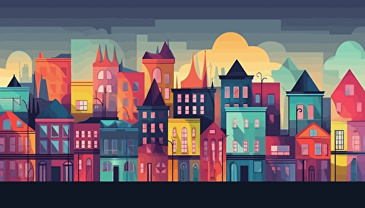 cityscape flat vector, colorful