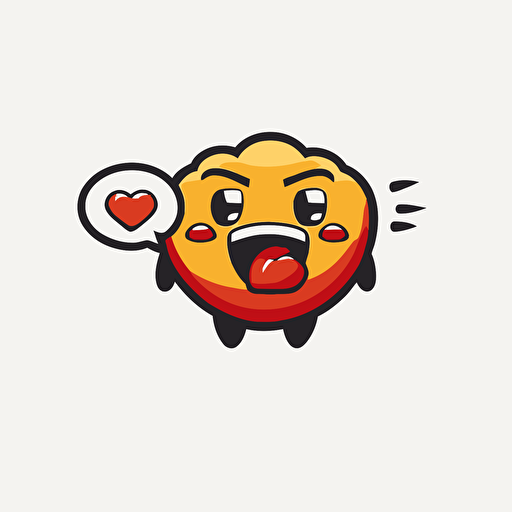 a sports mascot logo of a smiling emoji blowing kisses, simple, vector