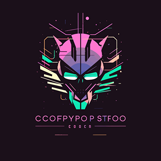 2D vector logo coffe shop in minimalism cyberpunk style. Colors: FB6B00 and 000000
