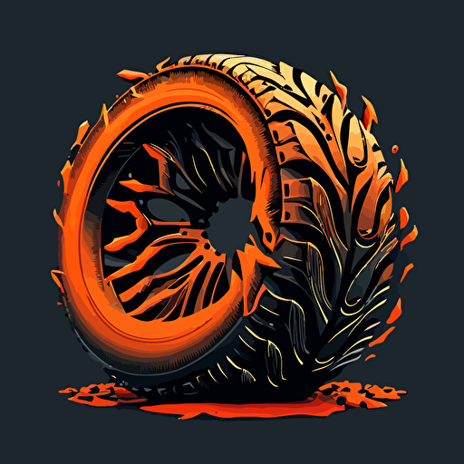 vectorize logo of a tire in lava orange colorway