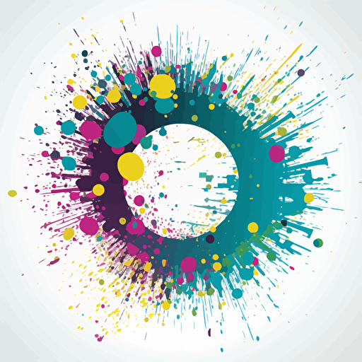 A backgriound template consisting mostly of 2D vector art. Colors used 80% Cyan on white background. Add some 7% magenta, 7 %yellow and 6% black as well in form av sprinkles focused on the centre part of image.