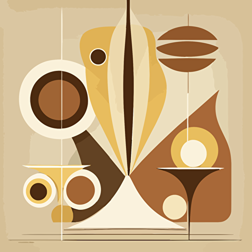brown and beige mid century modern, minimalist, vector