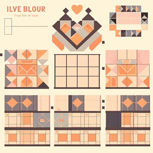 Tiled love hub, flat, vector, no background