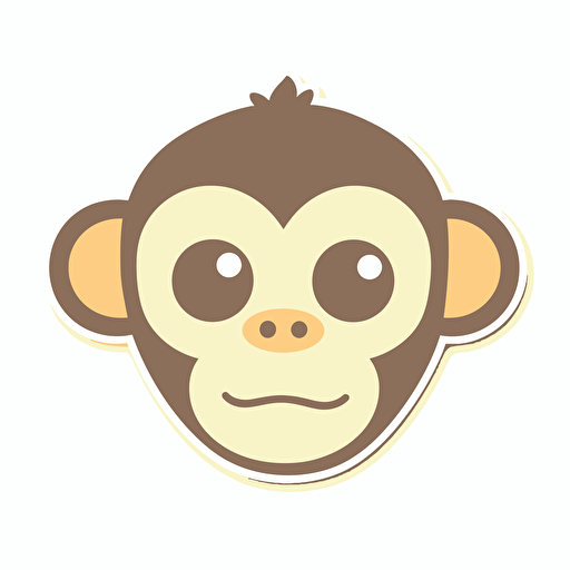Die-cut sticker, Cute kawaii [monkey] sticker, white background, illustration minimalism, vector, Oceanic Tones