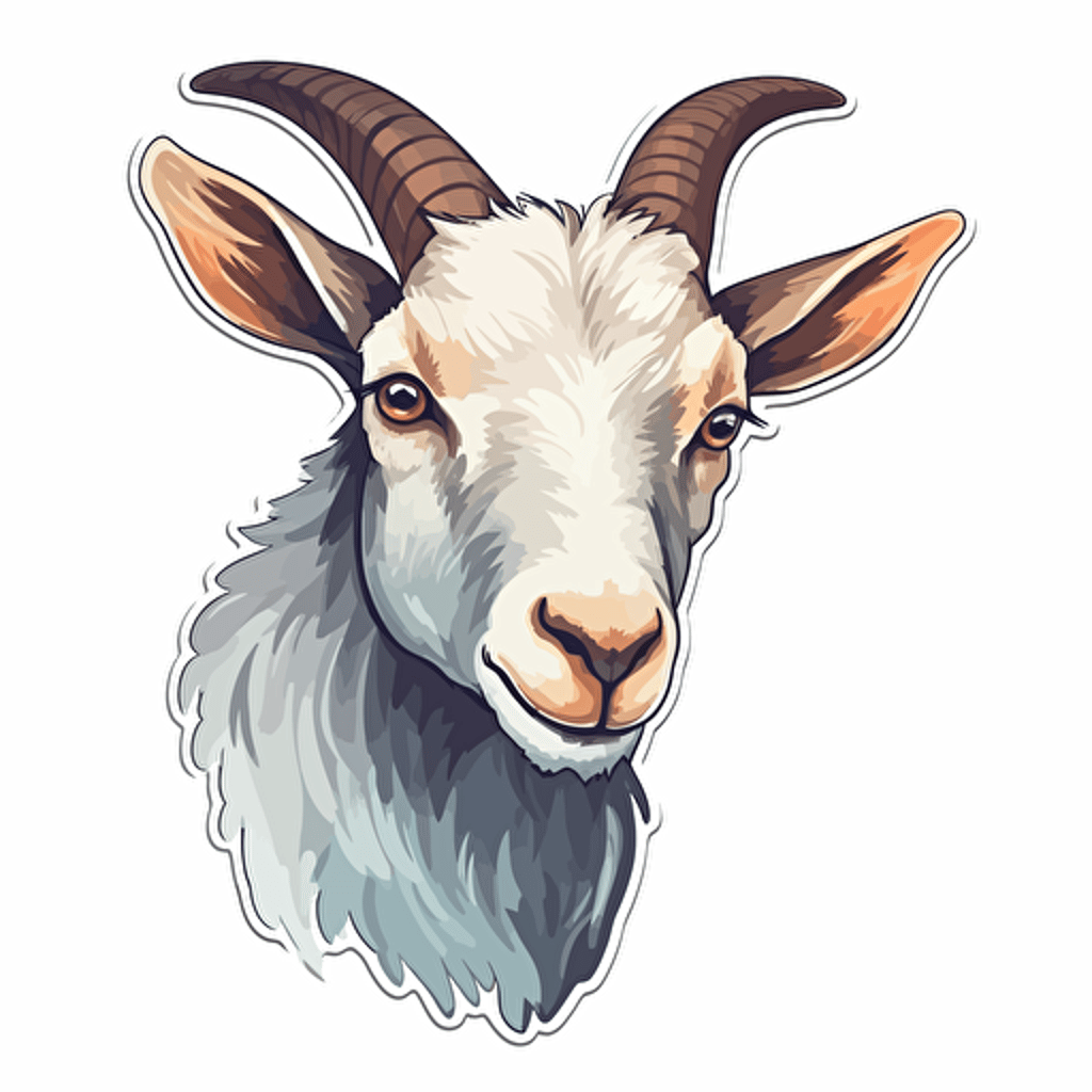 goat, vector art, white background, sticker