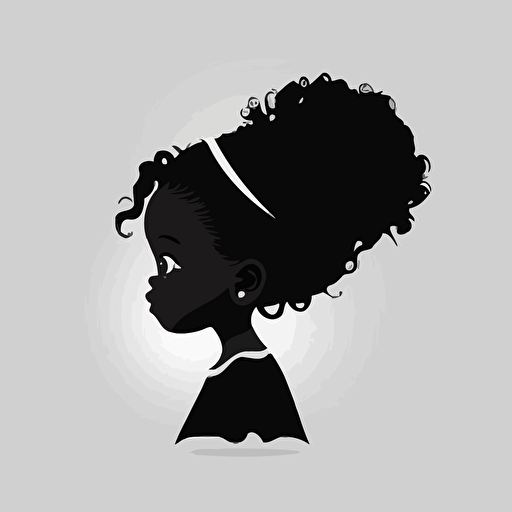 little black girl simple logo, vector, minimal, Silhouette