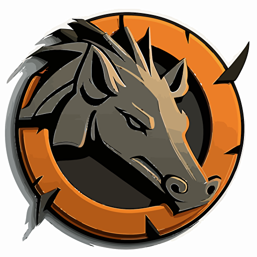 A striking emblem for the Bosco company comes to life through the artistic use of vector art. Within the confines of a simple circular tire, a warthog is captured in a side shot, exuding an air of friendly focus through its cartoonish eyes. With a wry smile gracing its features, the creature conveys a perfect balance of warmth and ambition. The tire encircling the warthog seems to burn rubber, lending a dynamic touch to the design. This 2D cartoon-style logo is both captivating and memorable, embodying the company's unique spirit in every detail.
