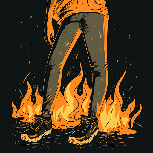 bonfire, casual leggings design, dark and gritty, 2d, vector, flat